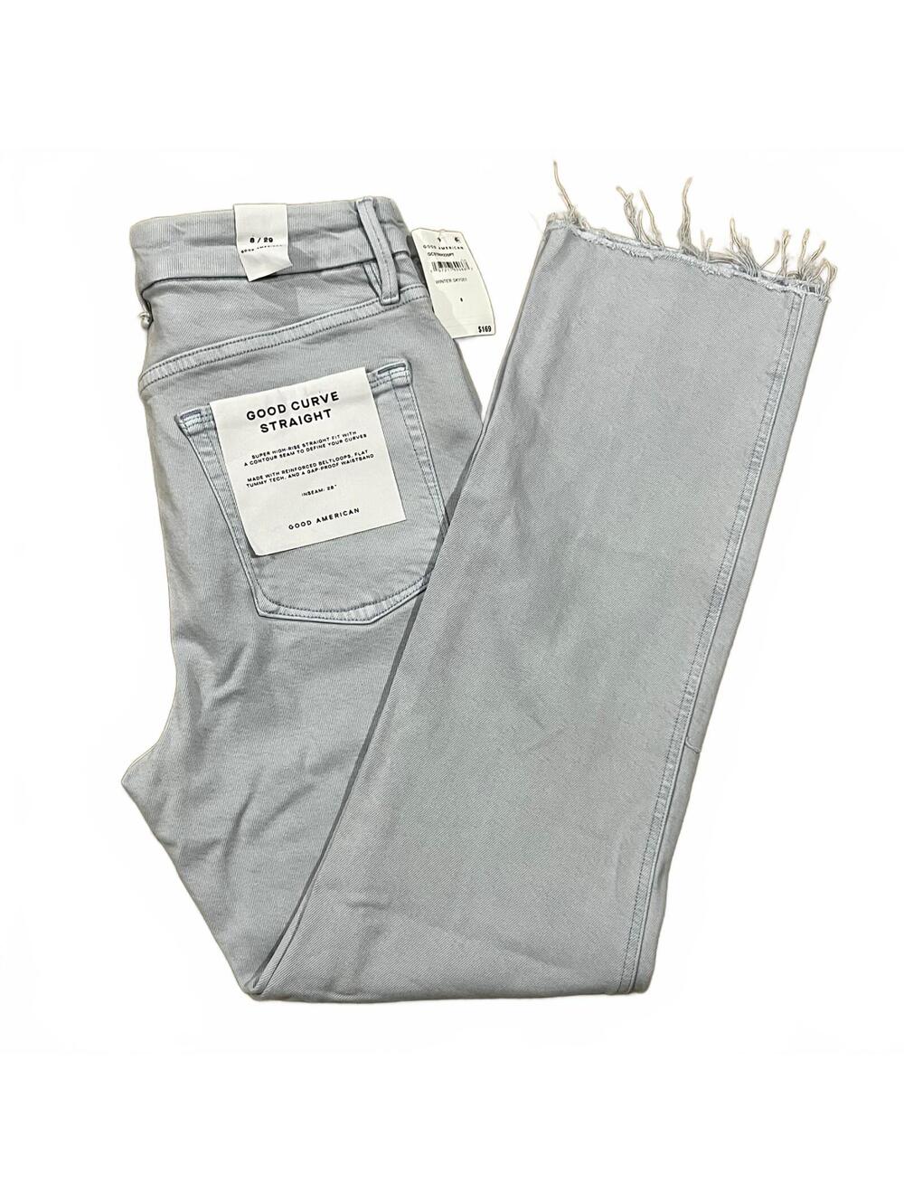 NWT Good American Good Curve Straight Jeans Winter Sky Blue Size 8/29